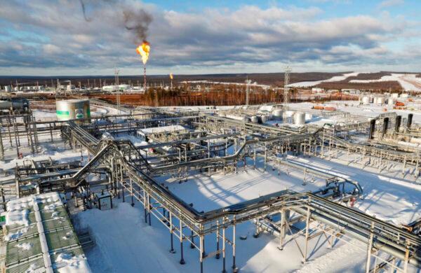 An oil treatment plant in the Yarakta Oil Field, owned by Irkutsk Oil Company (INK), in Irkutsk Region, Russia, on March 10, 2019. (Vasily Fedosenko/Reuters)