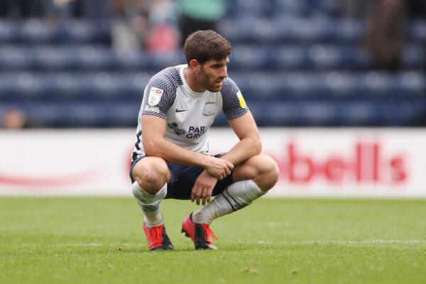 Footballer Ched Evans—who was acquitted of rape following a retrial—playing for Preston North End in Preston, England on April 15, 2022. (Lewis Storey/Getty Images)
