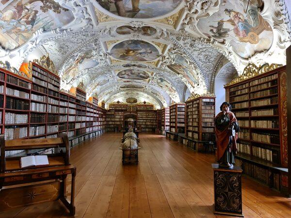 During the Middle Ages, libraries were bastions of civilization. The library of the Strahov Monastery. (<a href="https://commons.wikimedia.org/wiki/User:Ricardalovesmonuments">RicardaLovesMonuments</a>/<a href="https://commons.wikimedia.org/wiki/File:Klosterbibliothek_Strahov_1.jpg">CC BY-SA 4.0</a>)