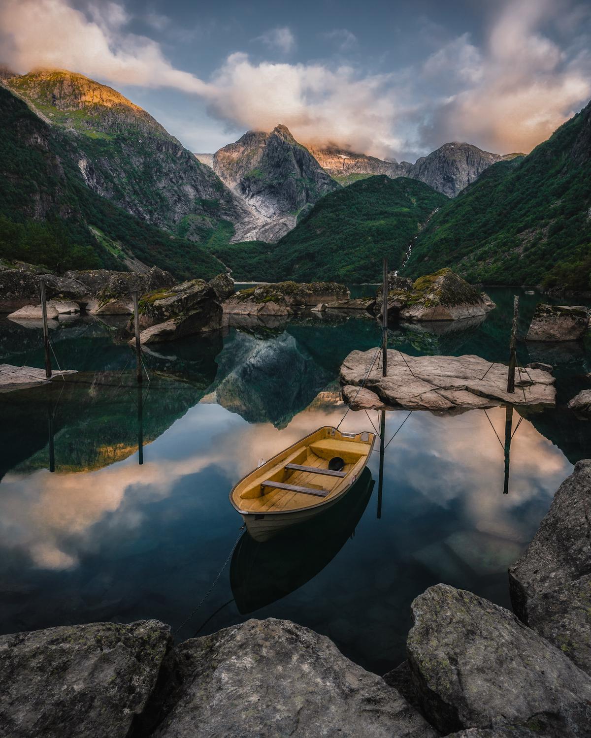 "Bondhusvatnet Glacier" by Hans Kristian Strand, Norway; “I love this peaceful place. I visit the Bondhusvatnet glacier every year hoping to get the perfect picture, and this year I finally got it.” (© Hans Kristian Strand, Norway, Winner, National Awards, Landscape, 2022 Sony World Photography Awards)