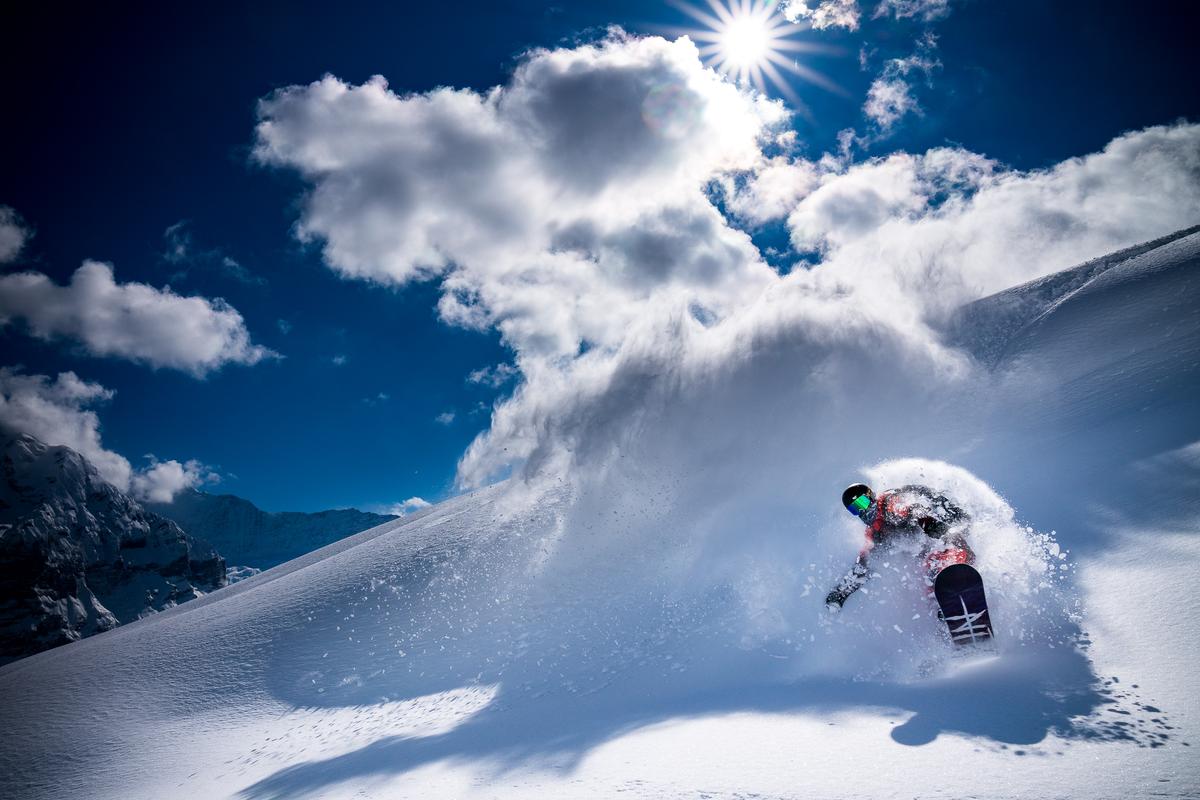 "Out of the White Room" by Tinu Müller, Switzerland; "Gian Simmen in his natural habitat at Grindelwald First on a perfect day in the Swiss Alps." (© Tinu Müller, Switzerland, Winner, National Awards, Motion, 2022 Sony World Photography Awards)