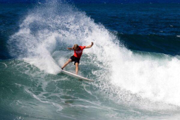 US surfer John John Florence surfs during the first day of the World Surf League Haleiwa Challenger series in Haleiwa, Hawaii on November 26, 2021.(Photo by BRIAN BIELMANN/AFP via Getty Images)