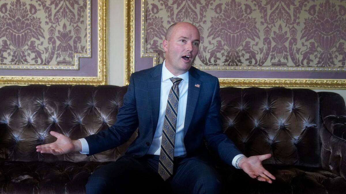 Utah Gov. Spencer Cox speaks during an interview at the Utah State Capitol in Salt Lake City on March 4, 2022. (Rick Bowmer/AP Photo)