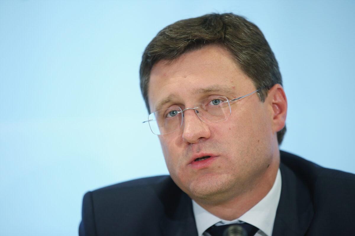 File photo showing then Russian Energy Minister Alexander Novak speaking at a press conference in Berlin, Germany, on Sept. 26, 2014. (Sean Gallup/Getty Images)