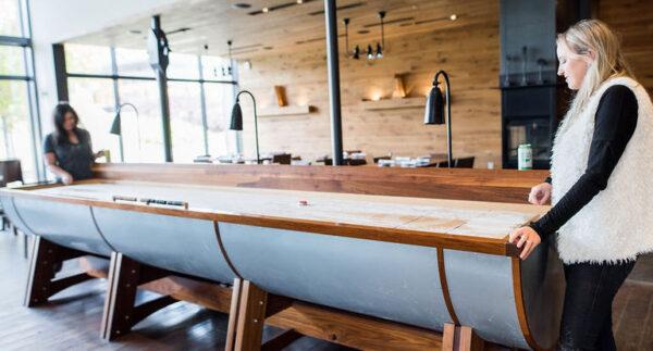 The shuffleboard is at the center of the Roost bar and restaurant at Topnotch Resort. (Courtesy of Topnotch Resort)