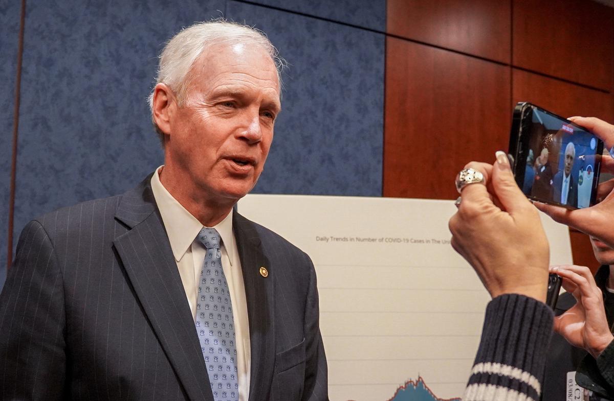 Sen. Ron Johnson (R-Wis.) at the Senate Visitor Center in the U.S. Capitol on Mar. 8, 2022. (Terri Wu/The Epoch Times)