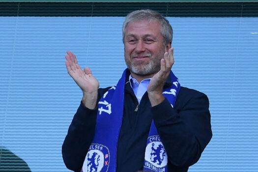 Chelsea's Russian owner Roman Abramovich applauds, as players celebrate their league title win at the end of the Premier League football match between Chelsea and Sunderland at Stamford Bridge in London, on May 21, 2017. (Ben Stansall/AFP via Getty Images)