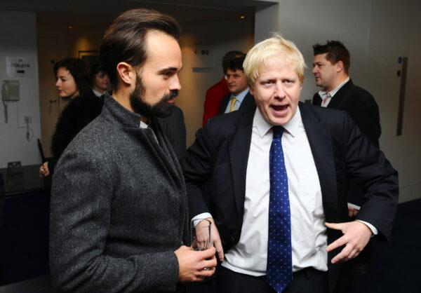 File photo of Evgeny Lebedev (L) and Boris Johnson attending a pre-lunch reception for the Evening Standard Theatre Awards at the Royal Opera House in Covent Garden, London, on Nov. 23, 2009. (Ian West/PA)
