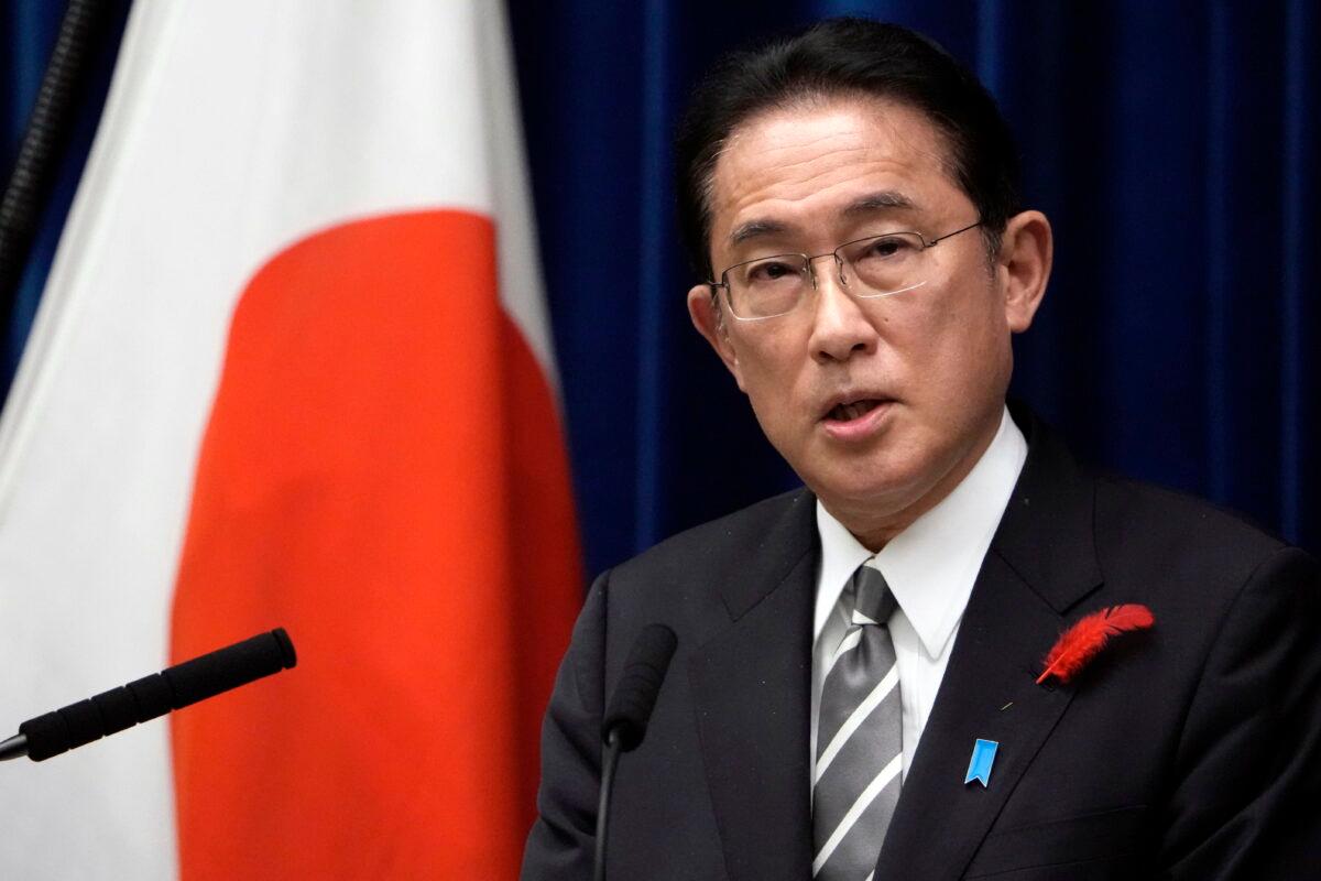 Japanese Prime Minister Fumio Kishida speaks during a news conference at the prime minister's official residence in Tokyo on Oct. 14, 2021. (Eugene Hoshiko/AP Photo)