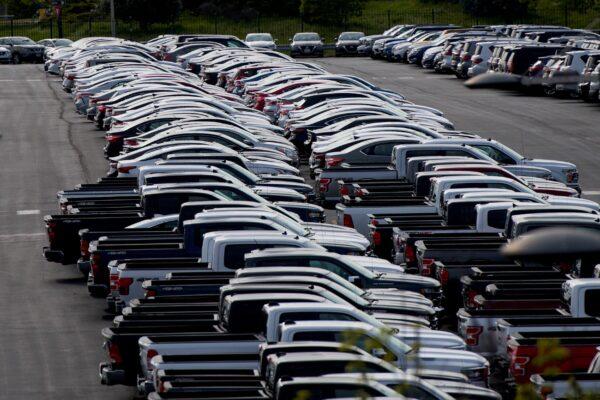 Cars unsold due to the autos market slowdown caused by coronavirus disease (COVID-19) are seen stored in the parking lot of the Wells Fargo Center in Philadelphia, Penn., on April 28, 2020. (Mark Makela/File Photo/Reuters)