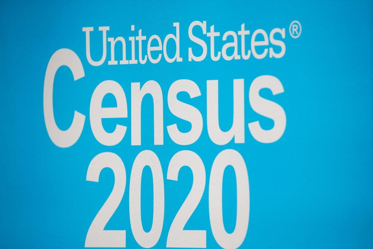 A sign during a promotional event for the U.S. Census in Times Square in New York City on Sept. 23, 2020. (Brendan McDermid/Reuters)
