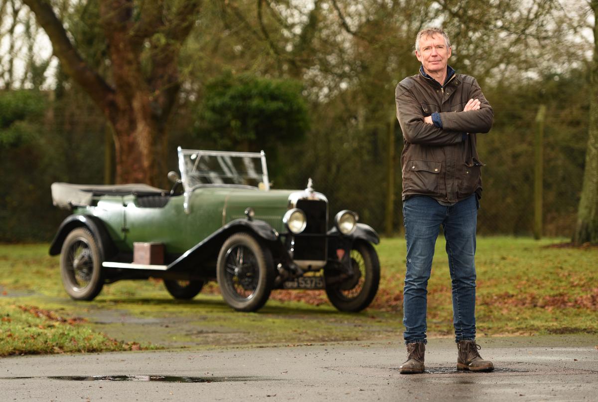 Mark poses in front of his 1931 Alvis. (Courtesy of Caters News)