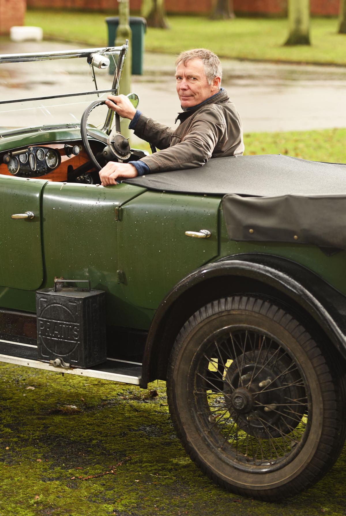 Mark poses in his 1931 Alvis. (Courtesy of Caters News)