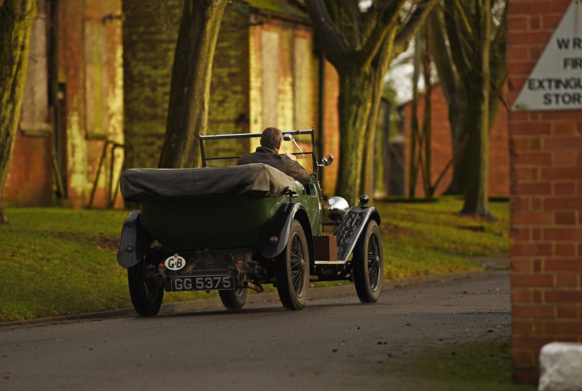 Mark driving his 1931 Alvis, from the rear. (Courtesy of Caters News)