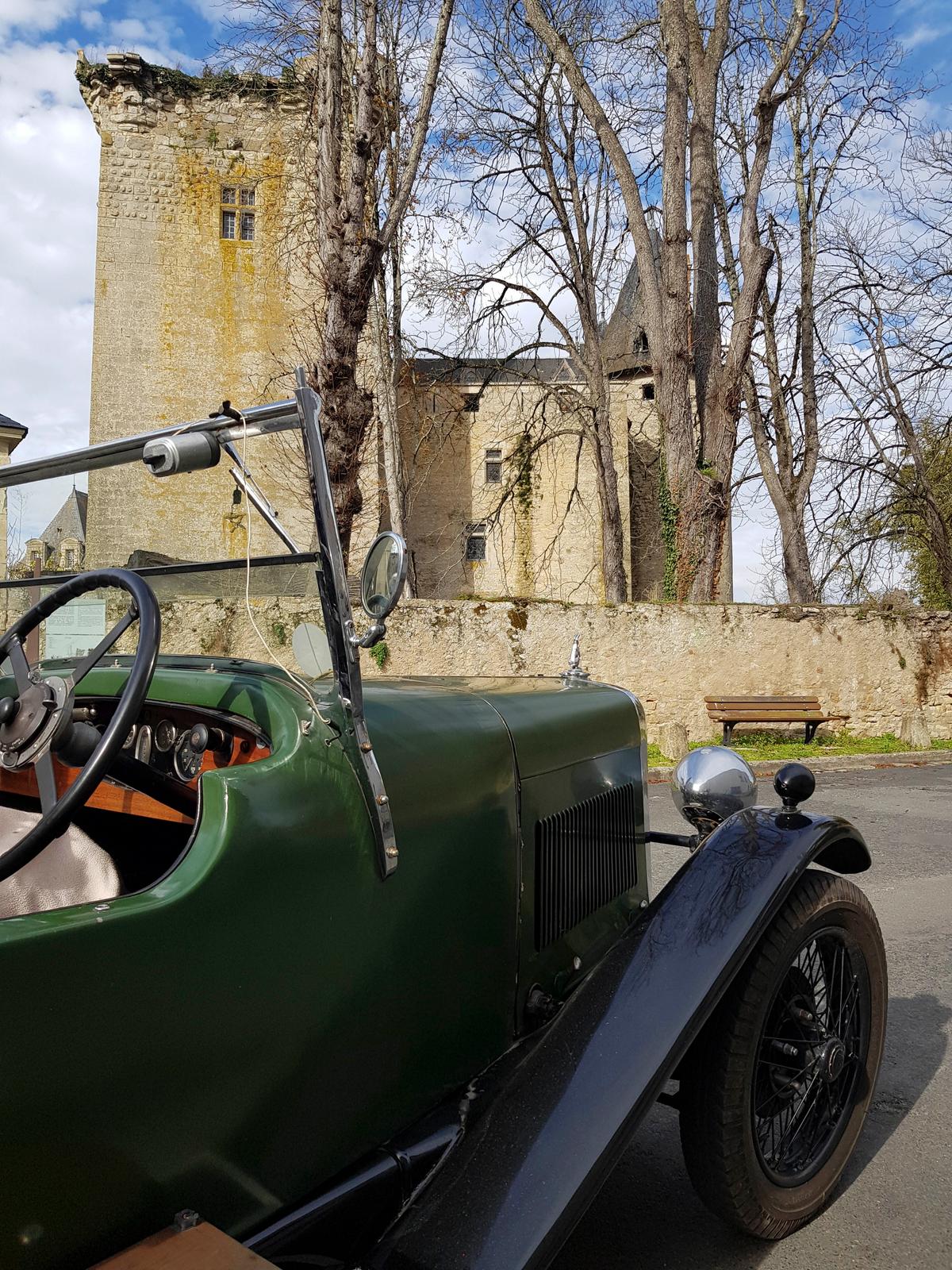 Mark's green Alvis pictured in France. (Courtesy of Caters News)