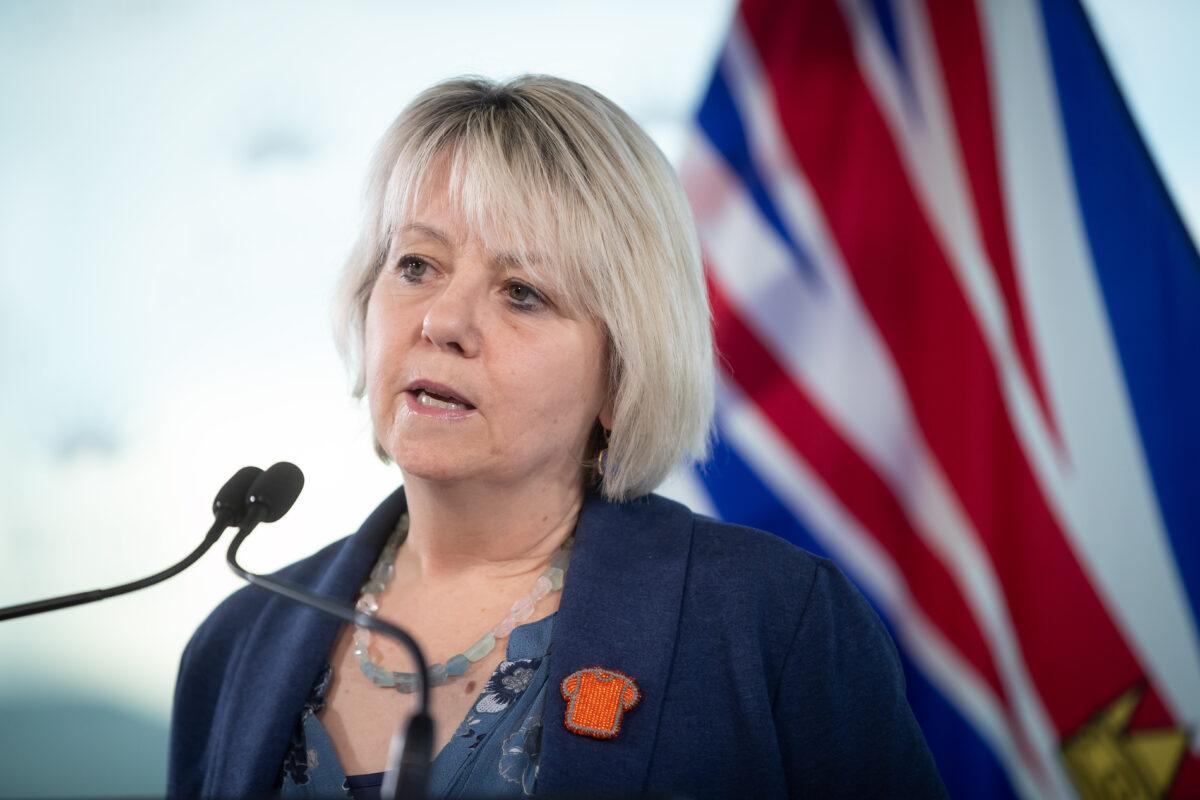 B.C. provincial health officer Dr. Bonnie Henry speaks during a COVID-19 update news conference, in Vancouver, on Feb. 1, 2022. (The Canadian Press/Darryl Dyck)