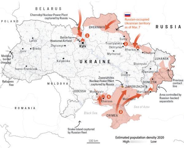 Map of embattled regions in Ukraine. (Reuters)