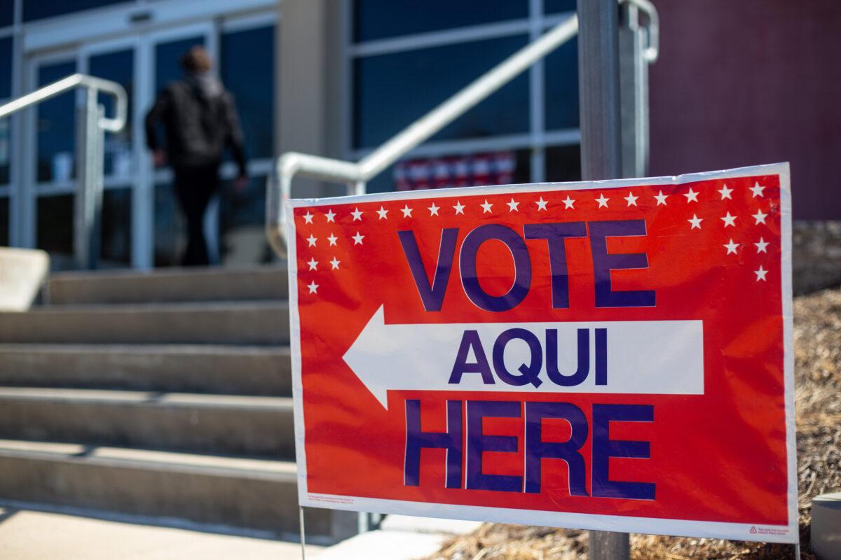 People vote at the Carver Branch Library in Austin, Texas, on March 1, 2022. (Montinique Monroe/Getty Images)