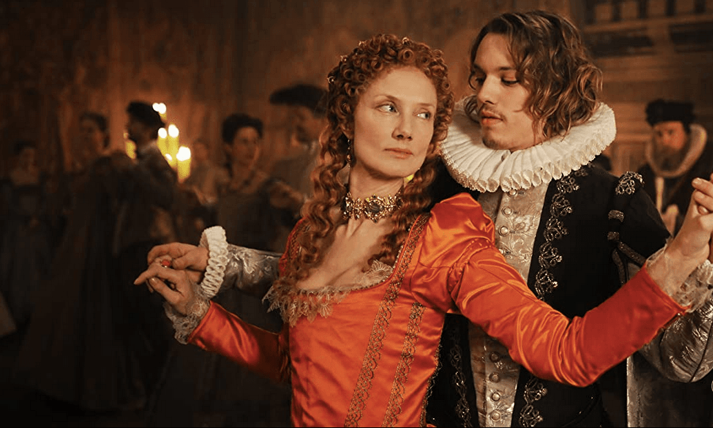 The young Edward de Vere, 17th Earl of Oxford (Jamie Campbell Bower), dances with his secret lover, Queen Elizabeth I of England (Joely Richardson), in "Anonymous." (Reiner Bajo/Columbia TriStar Marketing Group, Inc.)