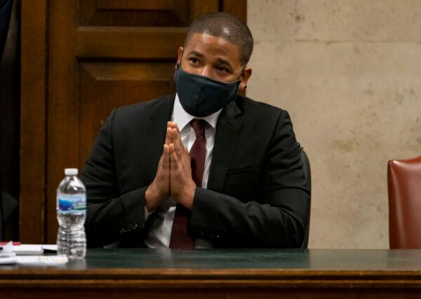 Actor Jussie Smollett listens as his grandmother Molly testifies at his sentencing hearing at the Leighton Criminal Court Building in Chicago on March 10, 2022. (Brian Cassella/Pool via Getty Images)