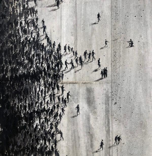  Pejac has also included in the social distancing painting scenes depicting kindness, care, and reunion to paint a hopeful, bright future ahead. (Courtesy of ©PEJAC, @<a href="https://www.instagram.com/pejac_art/">pejac_art</a>)