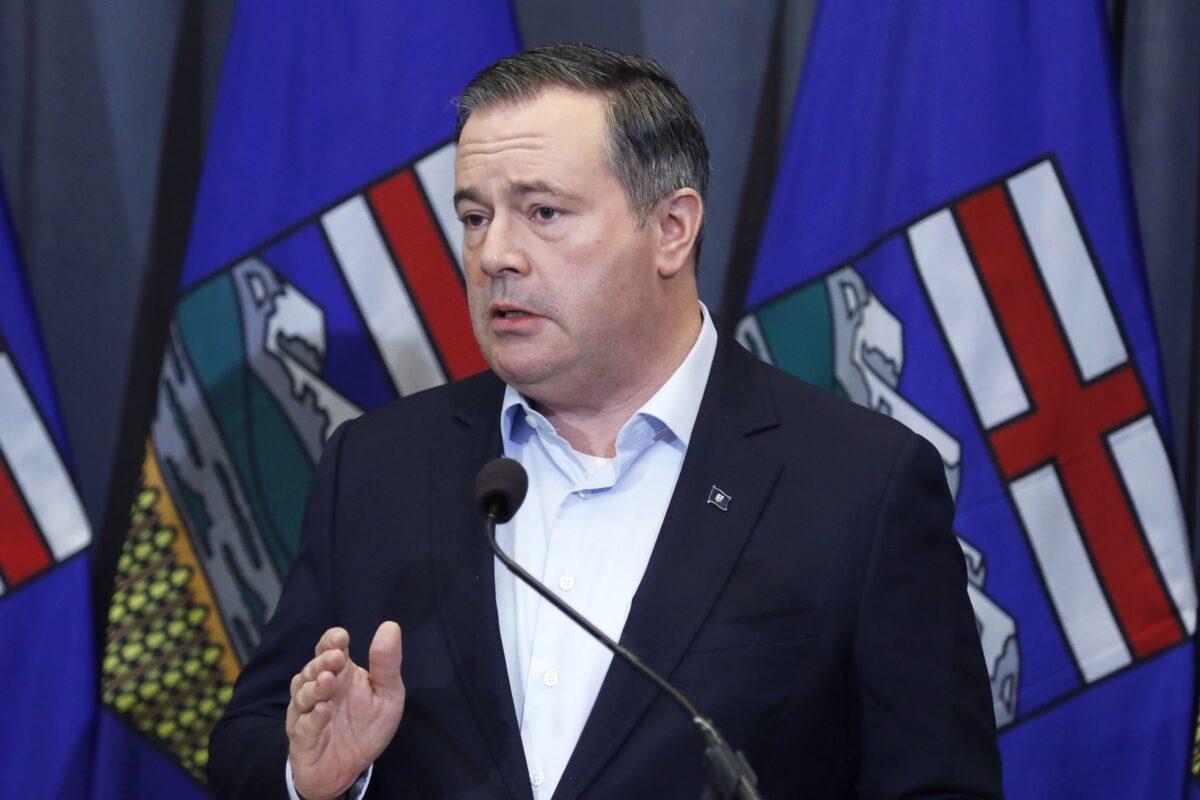 Alberta Premier Jason Kenney speaks after the United Conservative Party's annual meeting in Calgary on Nov. 21, 2021. (Larry MacDougal/The Canadian Press)