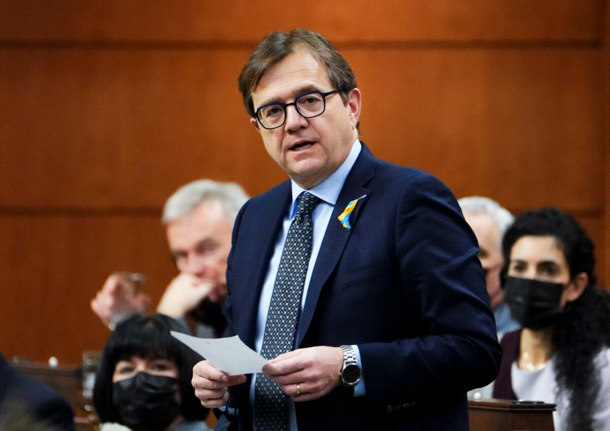 Minister of Natural Resources Jonathan Wilkinson rises during question period in the House of Commons on Parliament Hill on March 3, 2022. (Sean Kilpatrick/The Canadian Press)