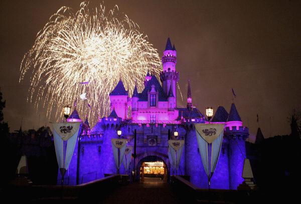 Fireworks explode over The Sleeping Beauty Castle at Disneyland Park in Anaheim, Calif., on May 4, 2005. (Frazer Harrison/Getty Images)