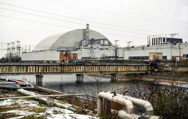 The structure of the New Safe Confinement (NSC) covering the 4th block of the Chernobyl Nuclear Power Plant, which was destroyed during the Chernobyl disaster in 1986, is pictured on Nov. 22, 2018. (Sergei Supinsky/AFP via Getty Images)