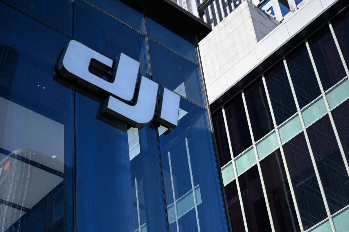The logo of Chinese company DJI is seen at a store in Beijing, China, on Dec. 16, 2021. (Jade Gao/AFP via Getty Images)