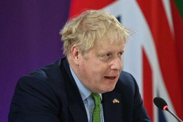Britain's Prime Minister Boris Johnson chairs a meeting with leaders of the Joint Expeditionary Force at Lancaster House in London, on March 15, 2022. (Justin Tallis - WPA Pool/Getty Images)