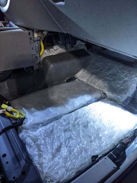 U.S. Border Patrol agents found 40 packages of methamphetamine and seven packages of fentanyl pills in a vehicle near Salton City, Calif., on March 11, 2022. (Courtesy of U.S. Customs and Border Protection)
