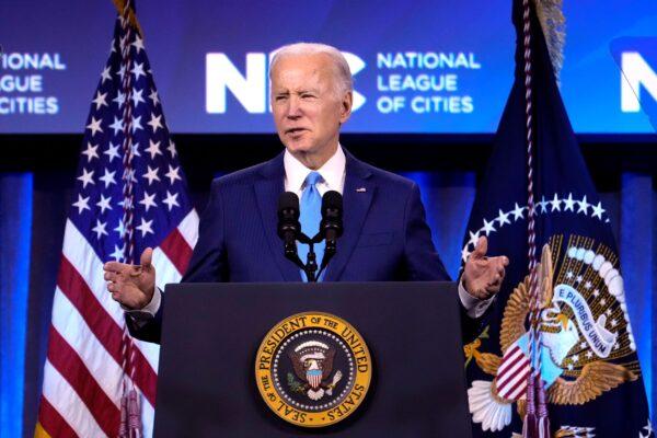 President Joe Biden speaks in Washington on March 14, 2022. (Drew Angerer/Getty Images)
