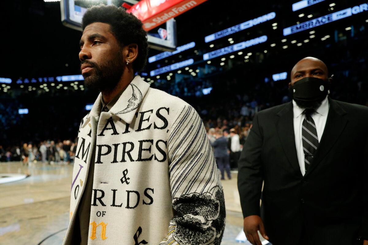 Kyrie Irving of the Brooklyn Nets attends the Nets game in New York City on March 13, 2022. (Sarah Stier/Getty Images)