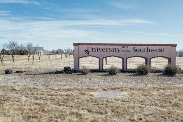 The entrance to University of the Southwest is seen in Hobbs, N.M. on March 16, 2022. (Andy Brosig/The Hobbs Daily News-Sun via AP)