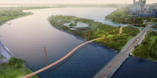 Planned pedestrian and cycling bridge across the Swan River in Perth, Australia. (State of Western Australia)