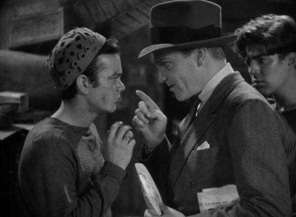 (L–R) Leo Gorcey and James Cagney in "Angels with Dirty Faces." (Warner Bros.)