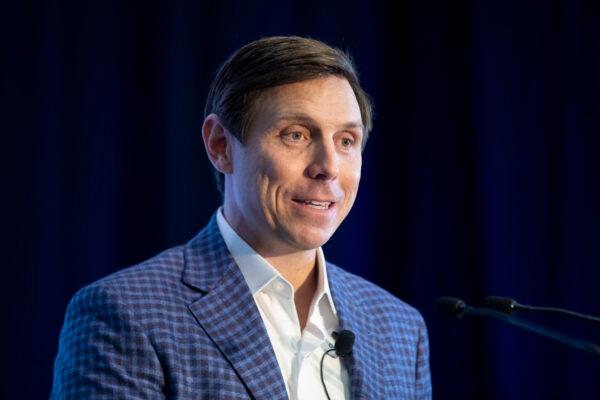 Patrick Brown announces his candidacy for the federal Conservative leadership at a rally in Brampton, Ont., on March 13, 2022. (The Canadian Press/Chris Young)