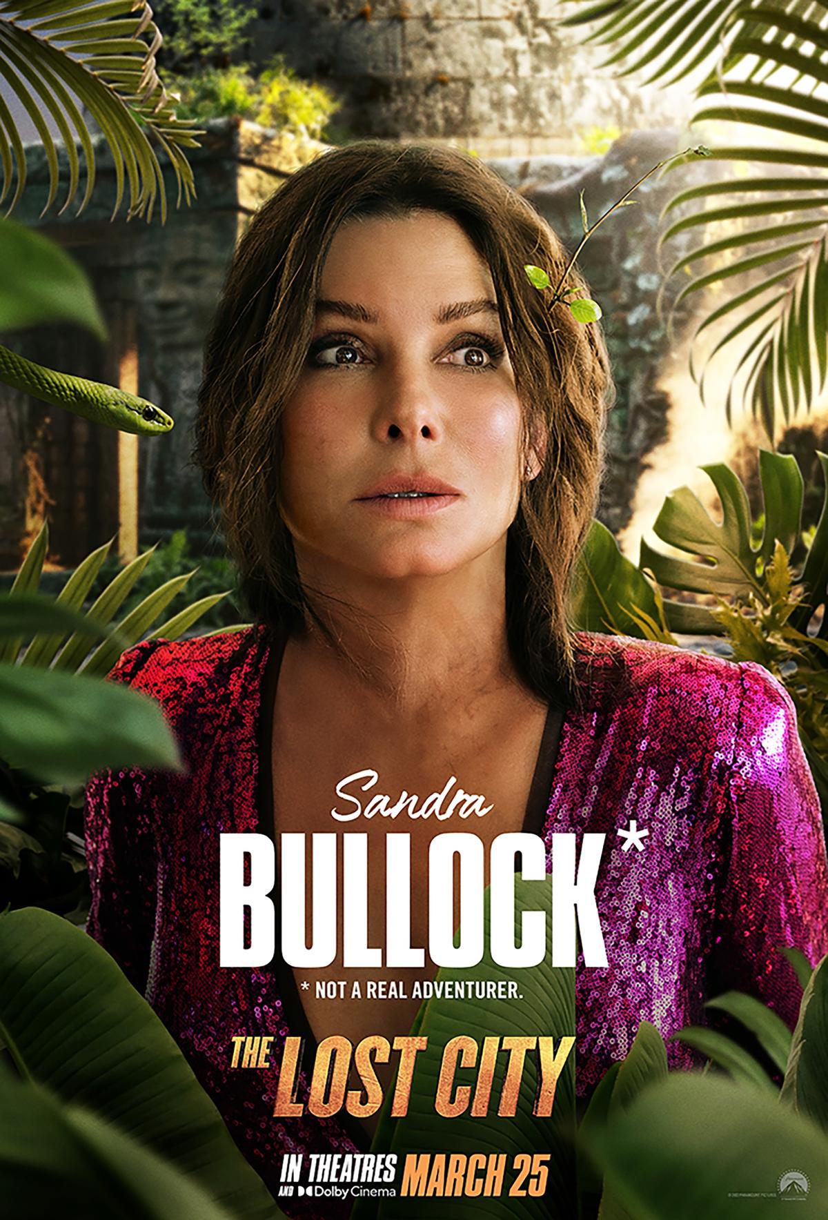 Loretta (Sandra Bullock), a washed-up romance novelist, in "The Lost City." (Paramount Pictures)