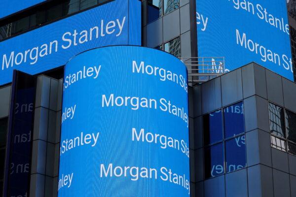A sign is displayed on the Morgan Stanley building in New York, on July 16, 2018. (Lucas Jackson/Reuters)