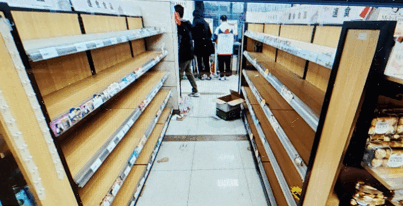 The school supermarket is sold out at Shanghai Jiaotong University after it locked down its campus on March 9, 2022. (Supplied by interviewee)