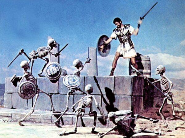 Todd Armstrong as Jason battles a gaggle of skeleton warriors in “Jason and the Argonauts.” (Columbia Pictures)
