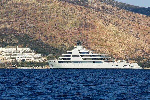 Bermuda-flagged luxury yacht My Solaris, belonging to Russian oligarch Roman Abramovich, sails on the Turkish coast on March 21, 2022. (IHLAS News Agency/Getty Images)