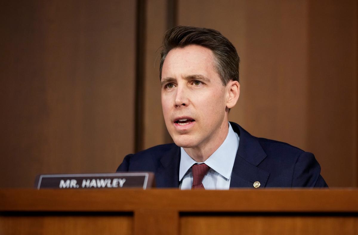 Sen. Josh Hawley (R-Mo.) delivers remarks during the Senate Judiciary Committee confirmation hearing for Supreme Court nominee Judge Ketanji Brown Jackson in the Hart Senate Office Building on Capitol Hill in Washington, on March 21, 2022. (Drew Angerer/Getty Images)