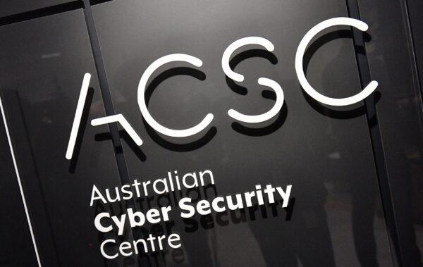 The Australian Cyber Security Centre (ACSC) logo at the Brindabella Business Park in Canberra, Australia on Aug. 16, 2018. (AAP Image/Mick Tsikas)