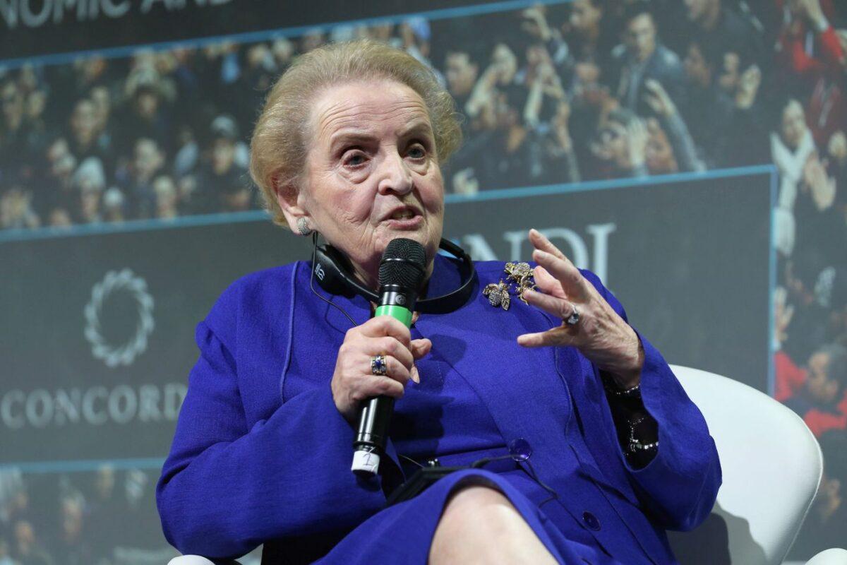 Madeleine Albright is seen speaking at the 2016 Concordia Summit - Day 2 at Grand Hyatt New York in New York City on Sept. 20, 2016. (Paul Morigi/Getty Images for Concordia Summit)