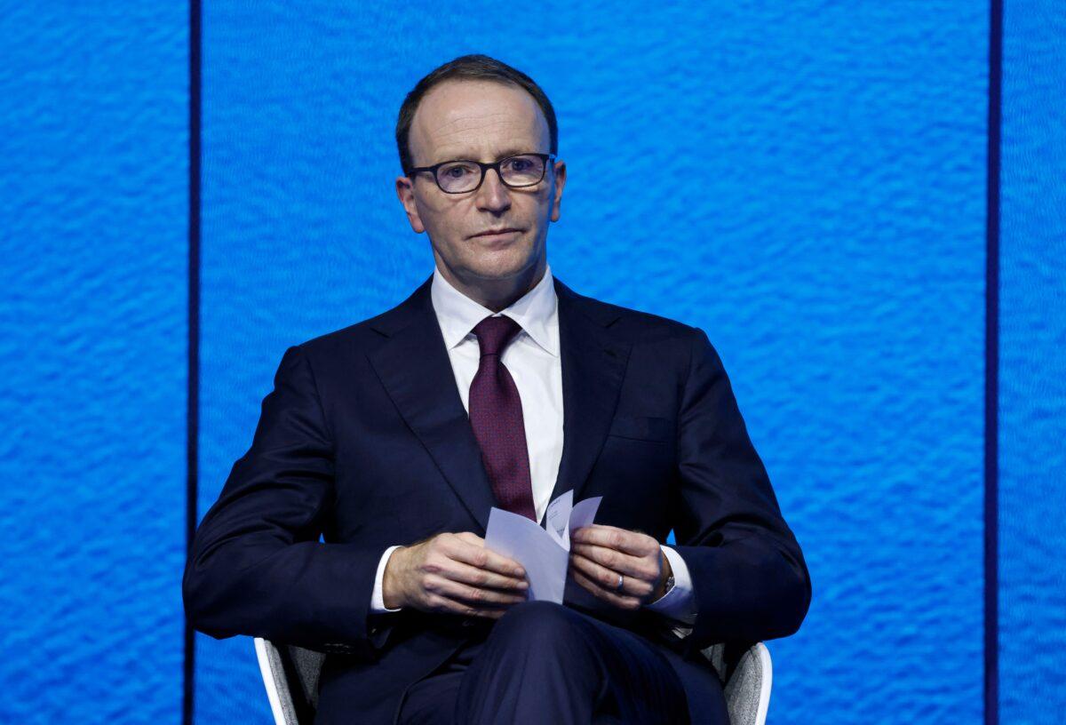 Swiss food giant Nestle CEO Mark Schneider takes part in the Hight Level Segment session of the One Ocean Summit in the northwestern France port city of Brest on Feb. 11, 2022. (Ludovic Marin/AFP via Getty Images)