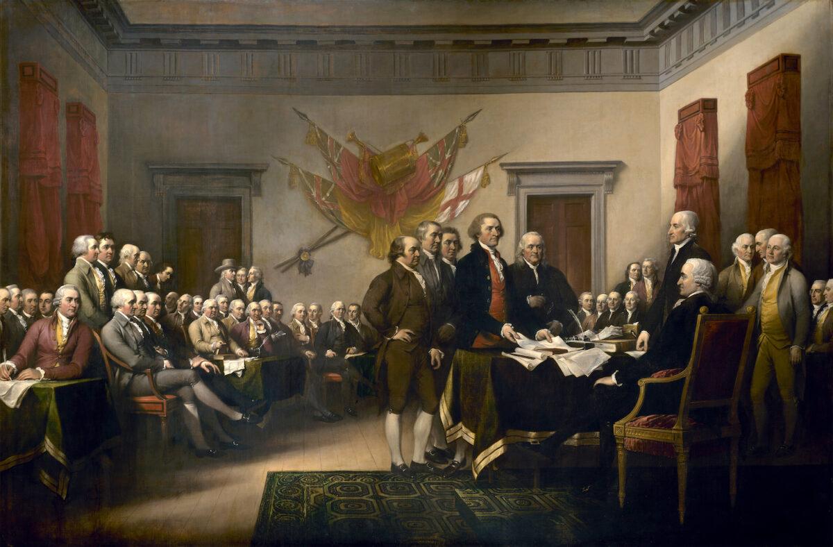 “The Declaration of Independence, July 4, 1776,” a painting circa 1792 by artist John Trumbull, is held in the Yale University Art Gallery in New Haven, Conn. (Public Domain)