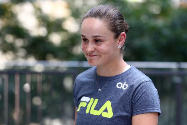 Ash Barty speaks to the media during a press conference at the Westin in Brisbane, Australia, on March 24, 2022. (Chris Hyde/Getty Images)