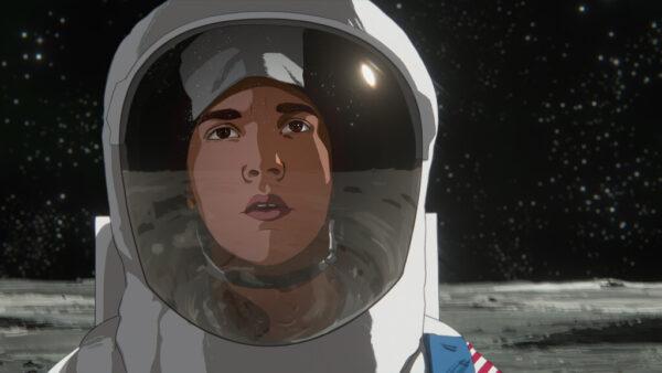 Milo Coy appears as Stan, but the film’s frames are then handpainted to appear as an illustration, in “Apollo 10½ : A Space Age Childhood.” (Netflix)